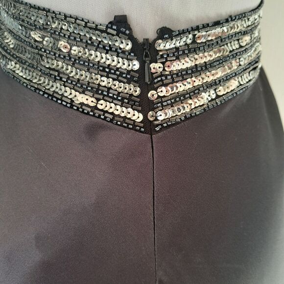 Betsy & Adam One Shoulder Sequins Beaded Cutout Ombre Maxi Dress Sz 2 Gray/Silve - Picture 13 of 14